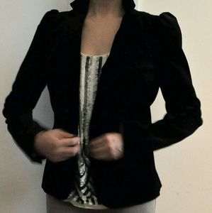 Black Velvet Blazer with Puff Shoulder